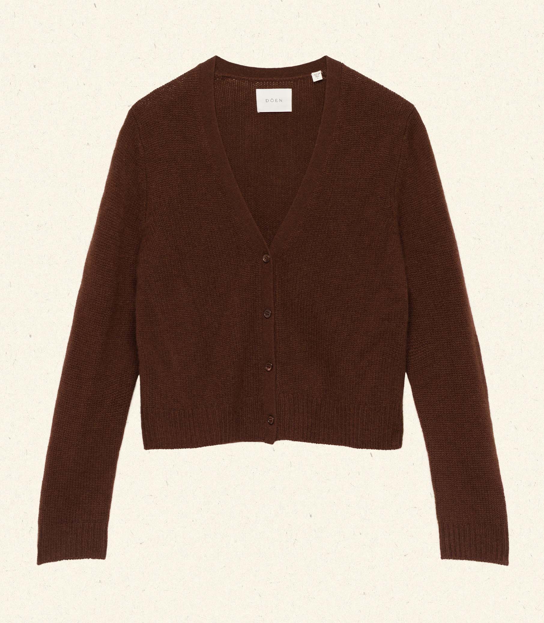 CAMERON CASHMERE CARDIGAN -- DARK UMBER - Image 5