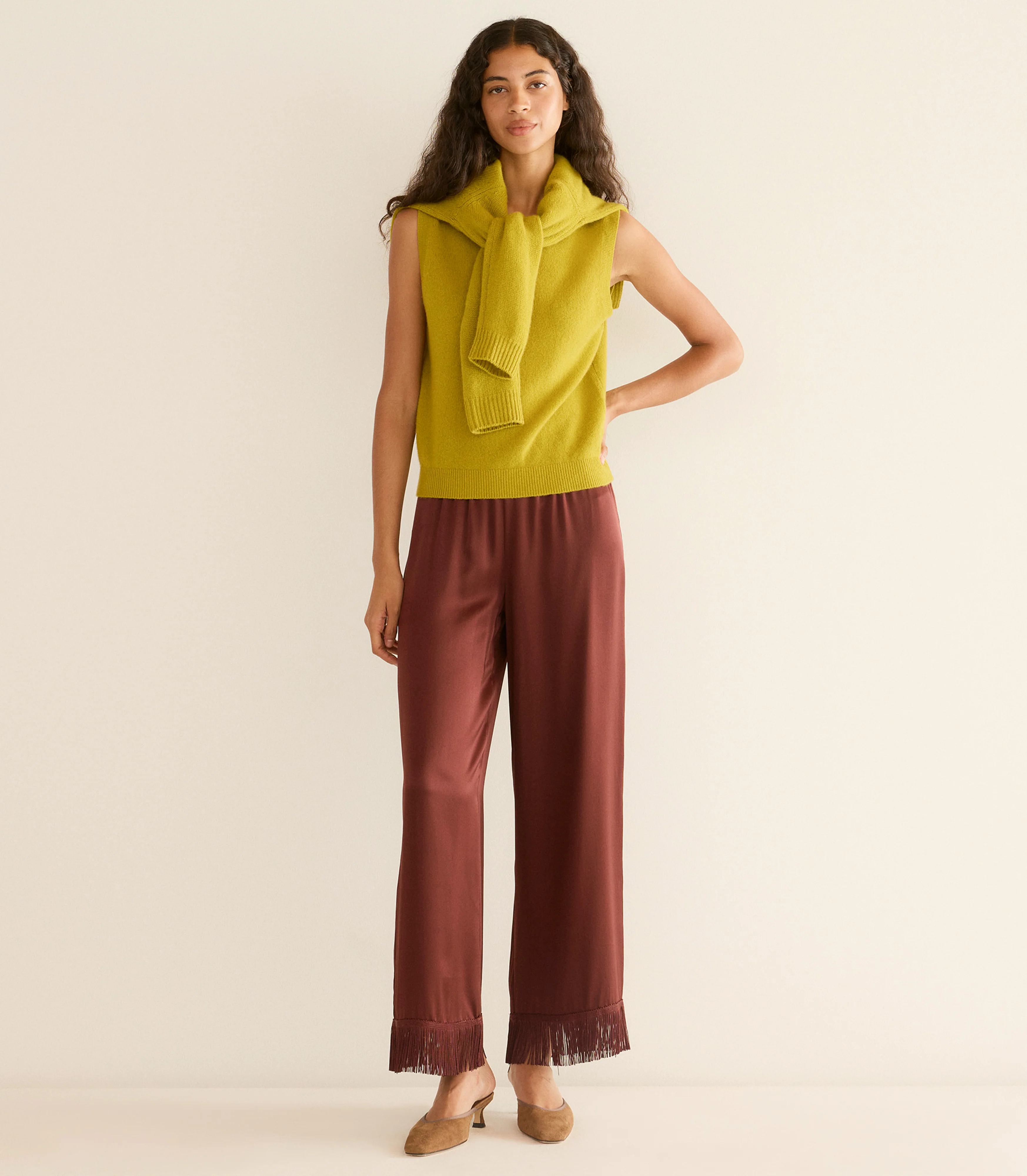 DAMIA CASHMERE VEST -- ANTIQUE MOSS - Image 4