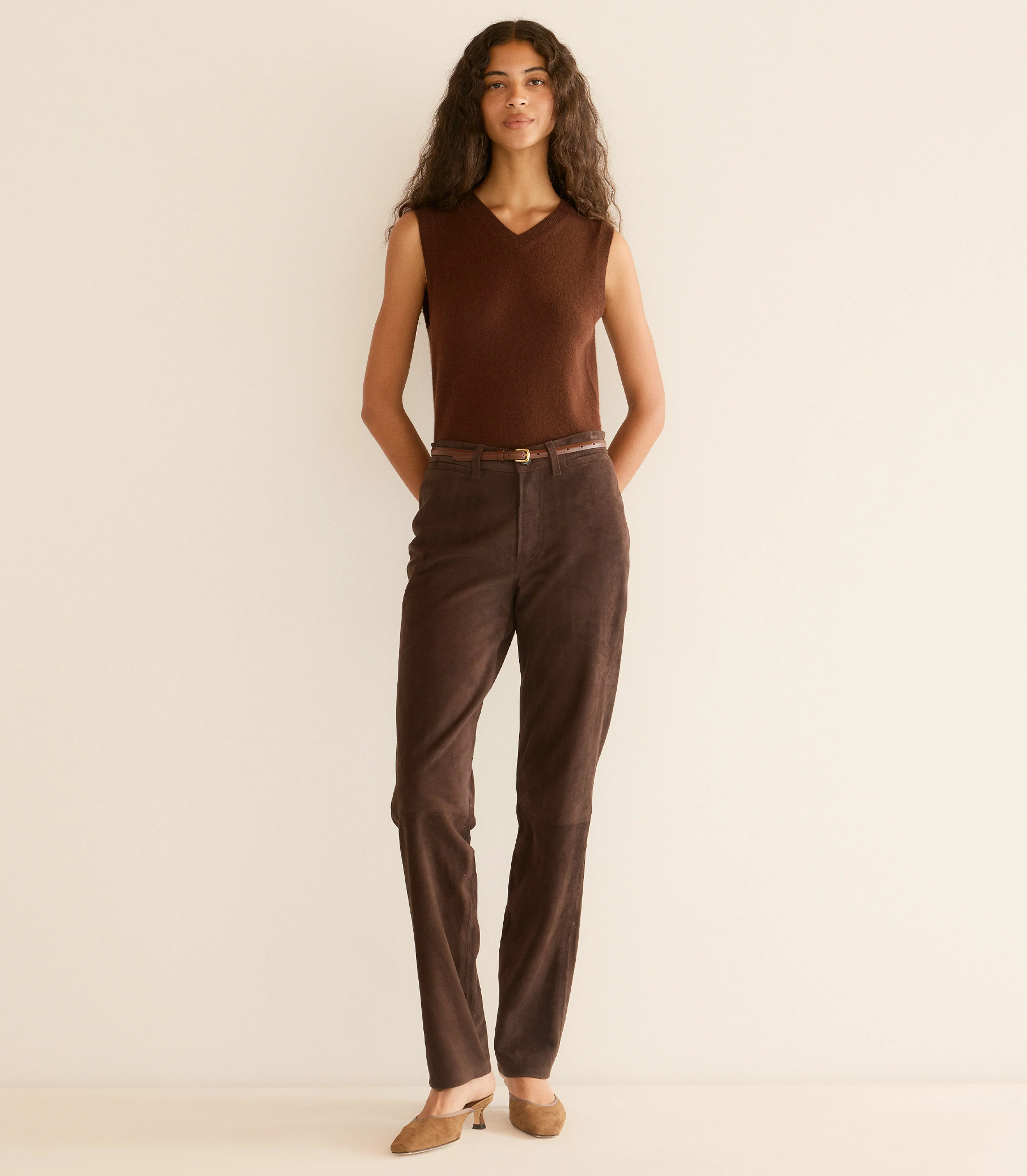 DAMIA CASHMERE VEST -- DARK UMBER - Image 5