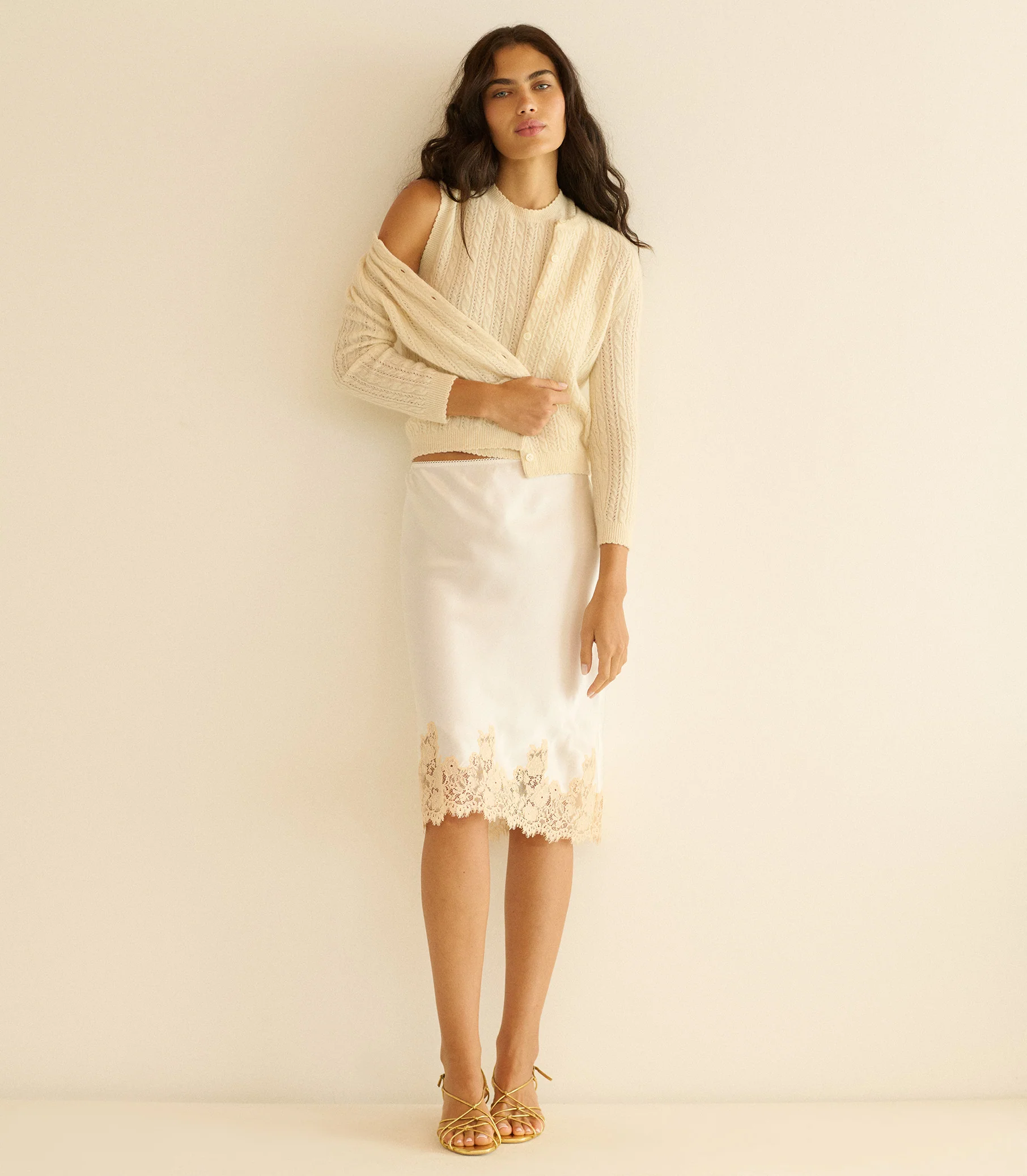 ELOWETTE SKIRT -- SALT AND PEACH LACE - Image 3