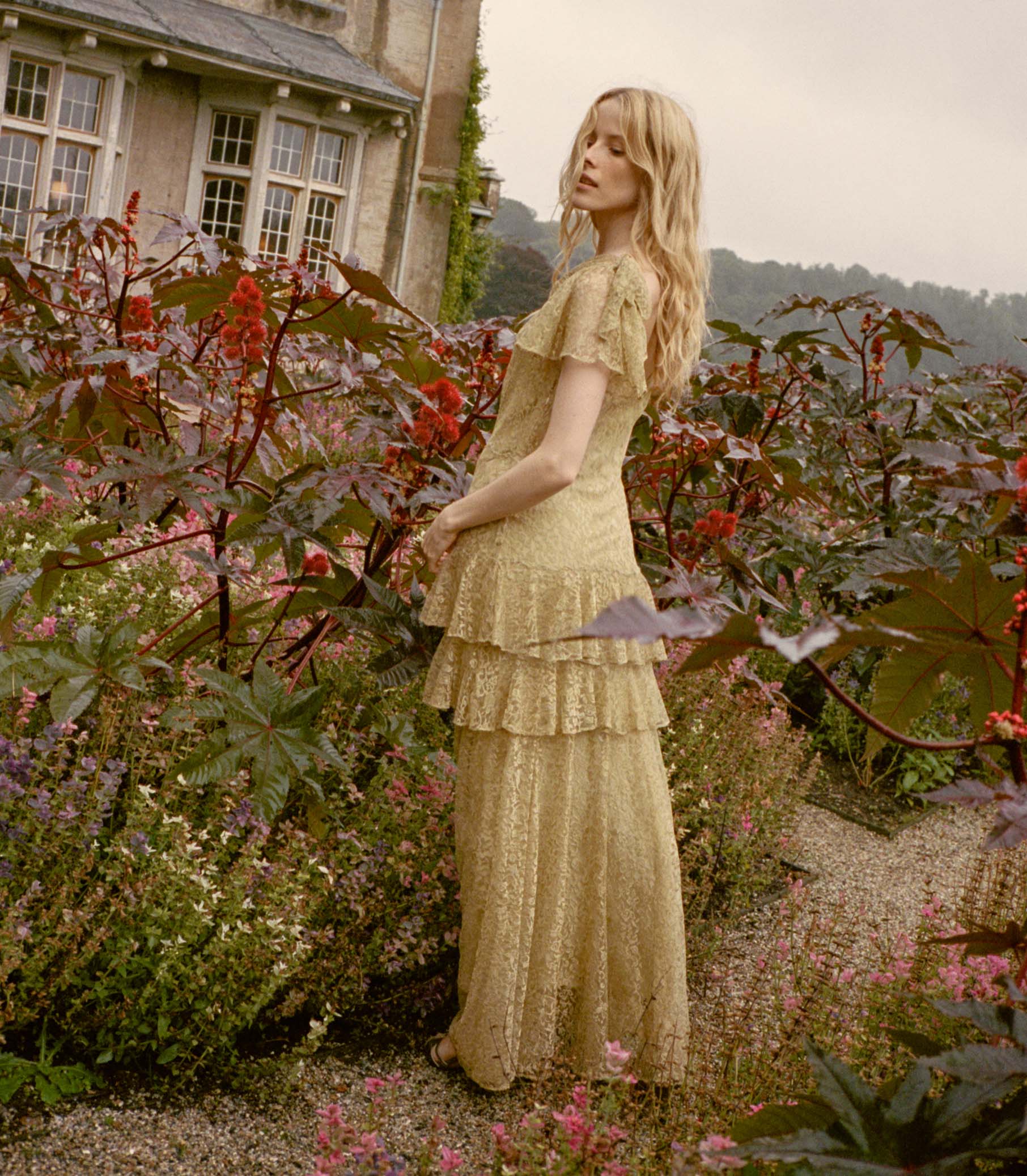 GARBO DRESS -- BURNISHED GOLD LACE - Image 2