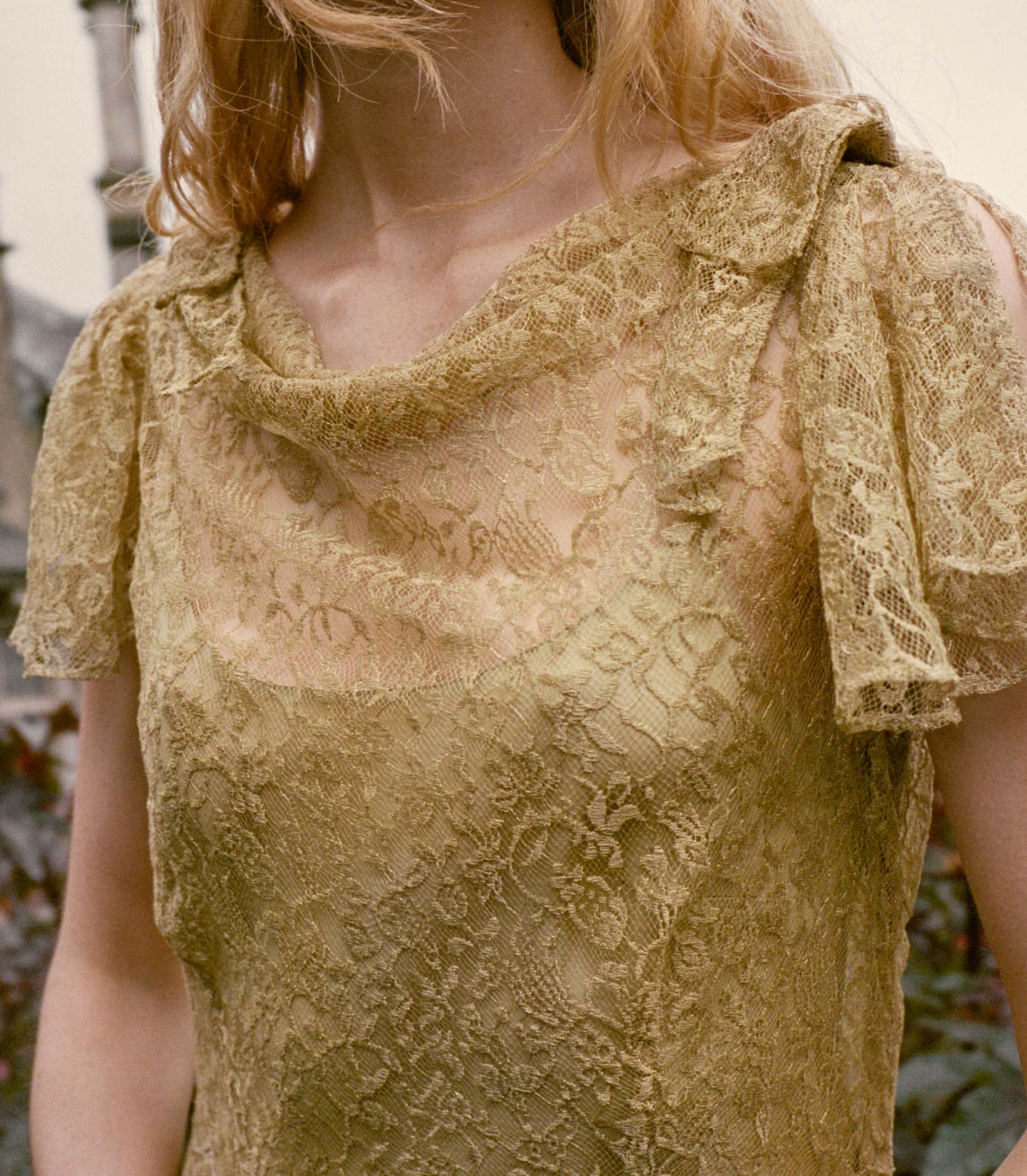 GARBO DRESS -- BURNISHED GOLD LACE - Image 6