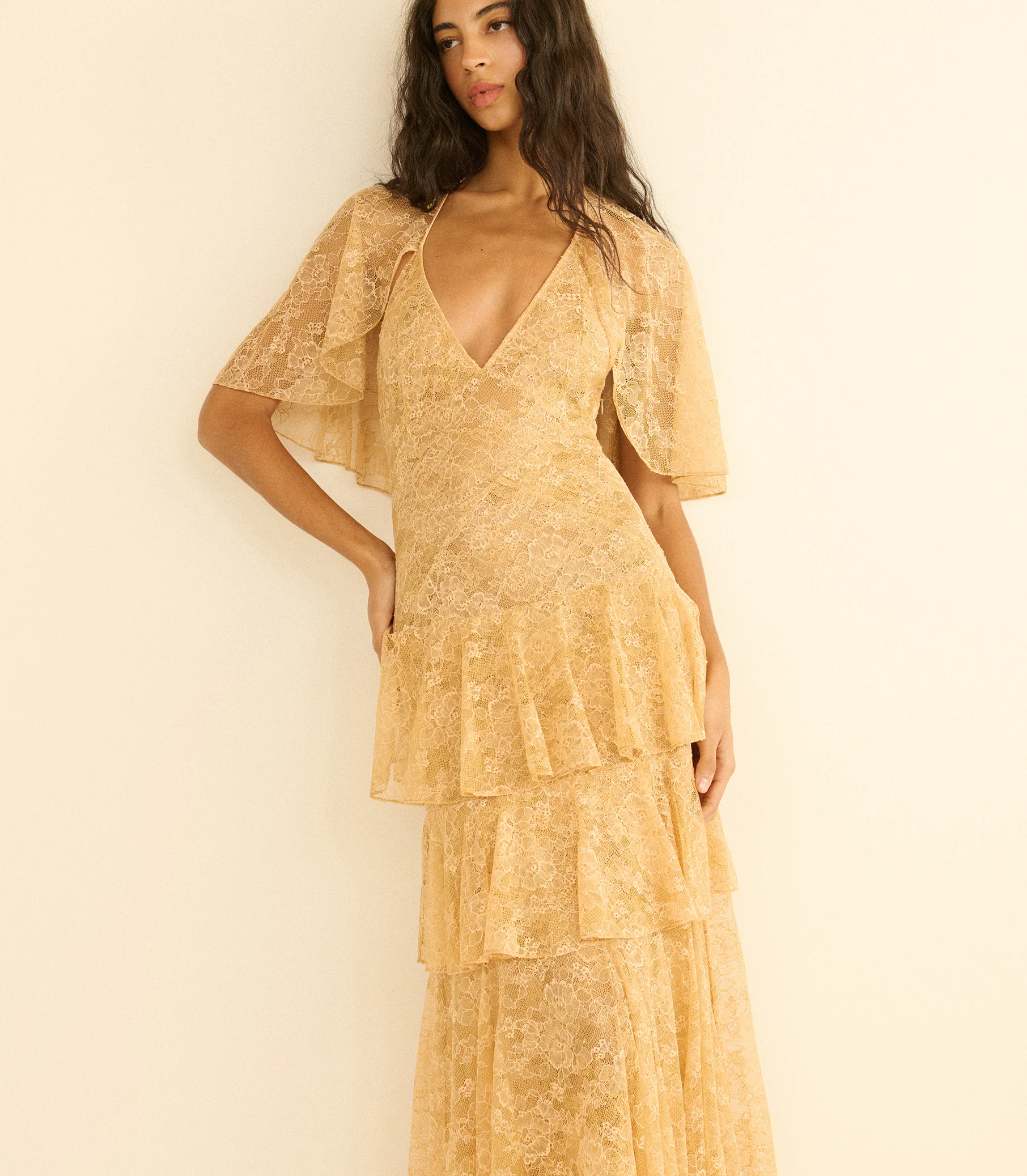 GWYNETH DRESS -- BEIGE PEARL - Image 2