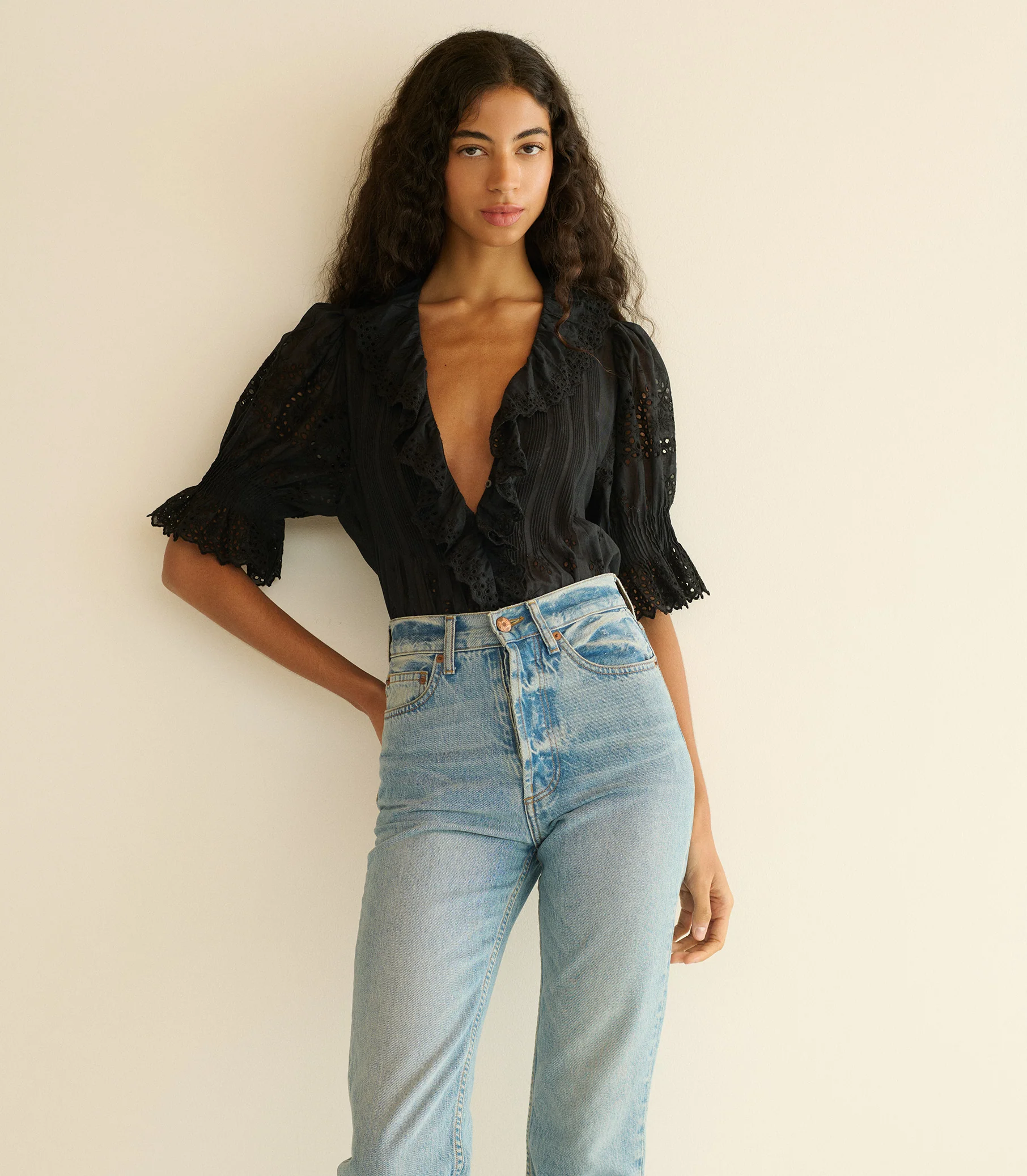 HENRI TOP -- BLACK EYELET - Image 4