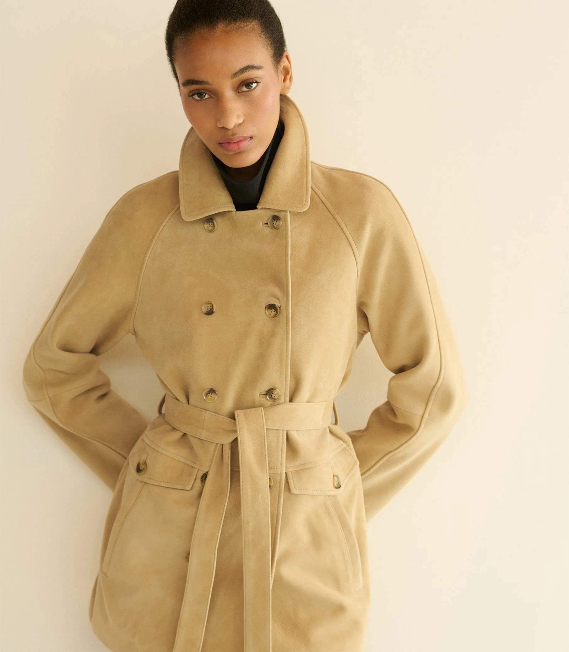 HUTTON SUEDE TRENCH -- BLONDE - Image 6