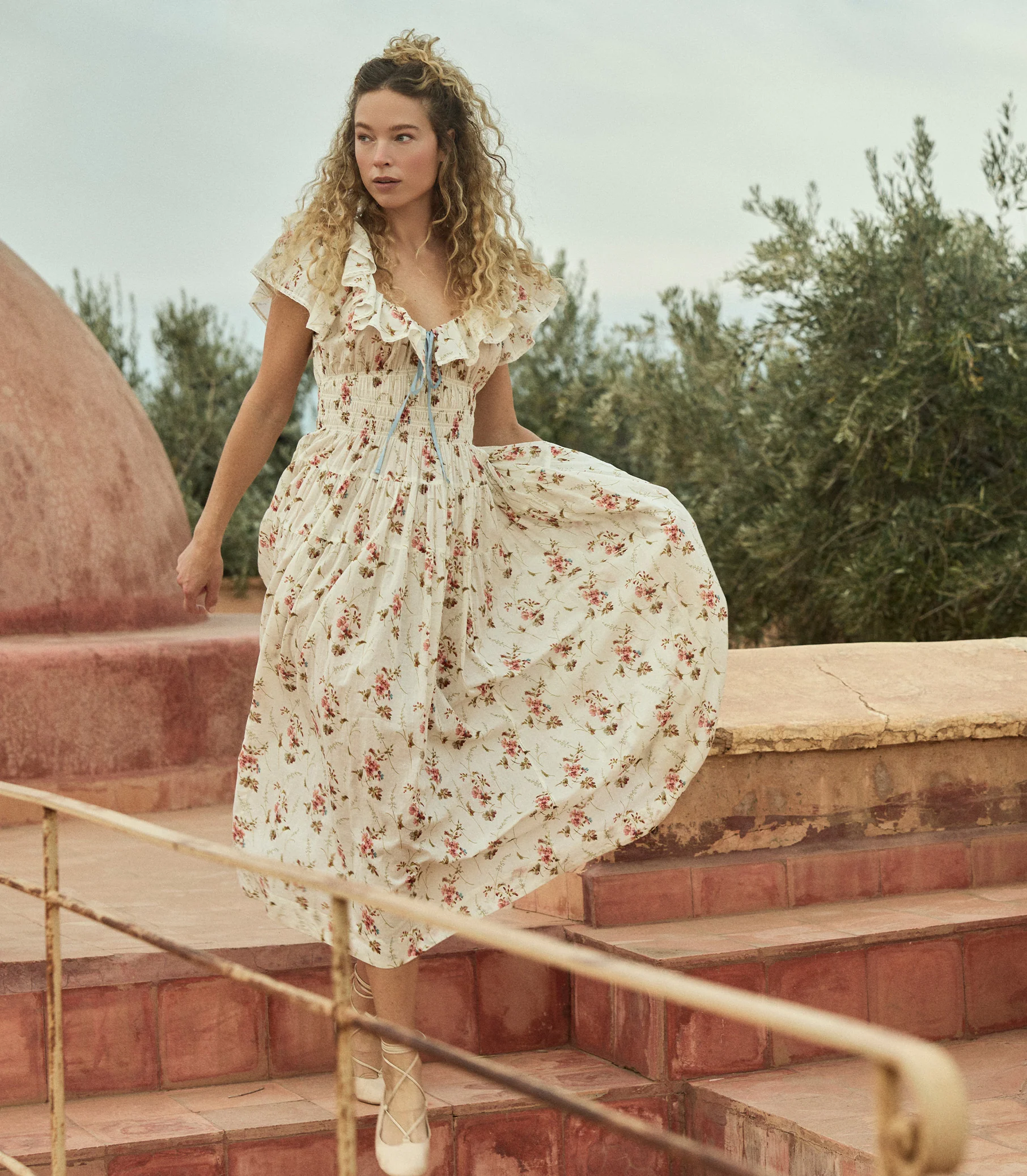 ILLIANA DRESS -- BLANC PRAIRIE ROSE - Image 2