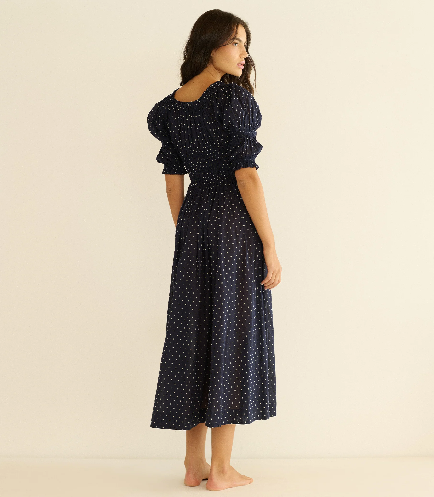 ISCHIA DRESS -- NAVY FLOCK DOT - Image 5