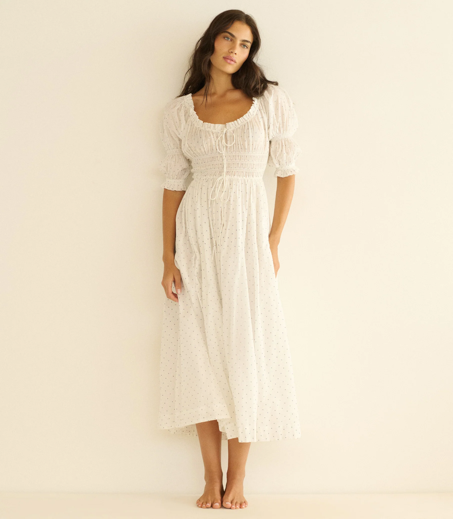 ISCHIA DRESS -- SALT FLOCK DOT - Image 4