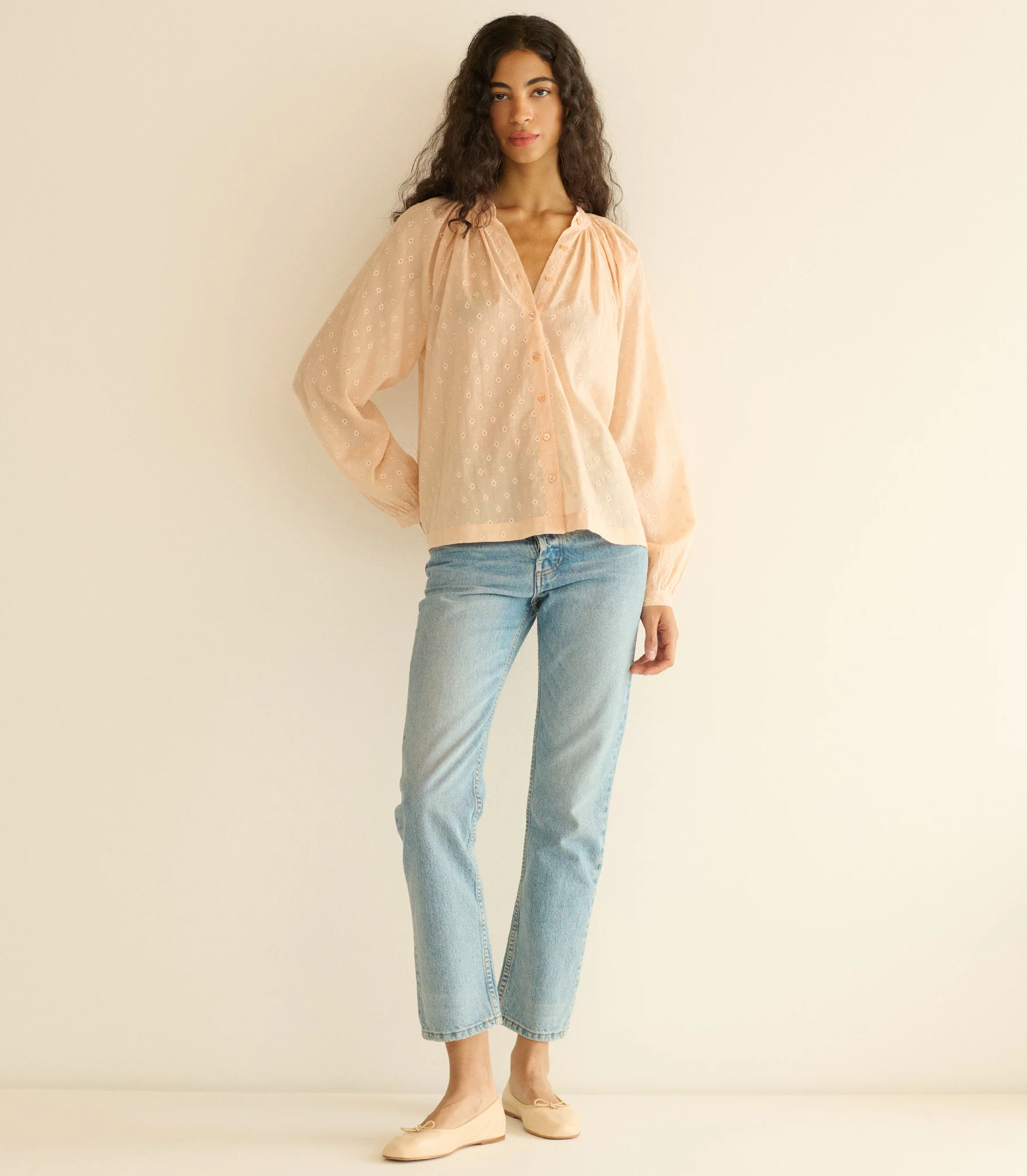 JULIENNE TOP -- PEACH SORBET MARSEILLE EMBROIDERY - Image 3