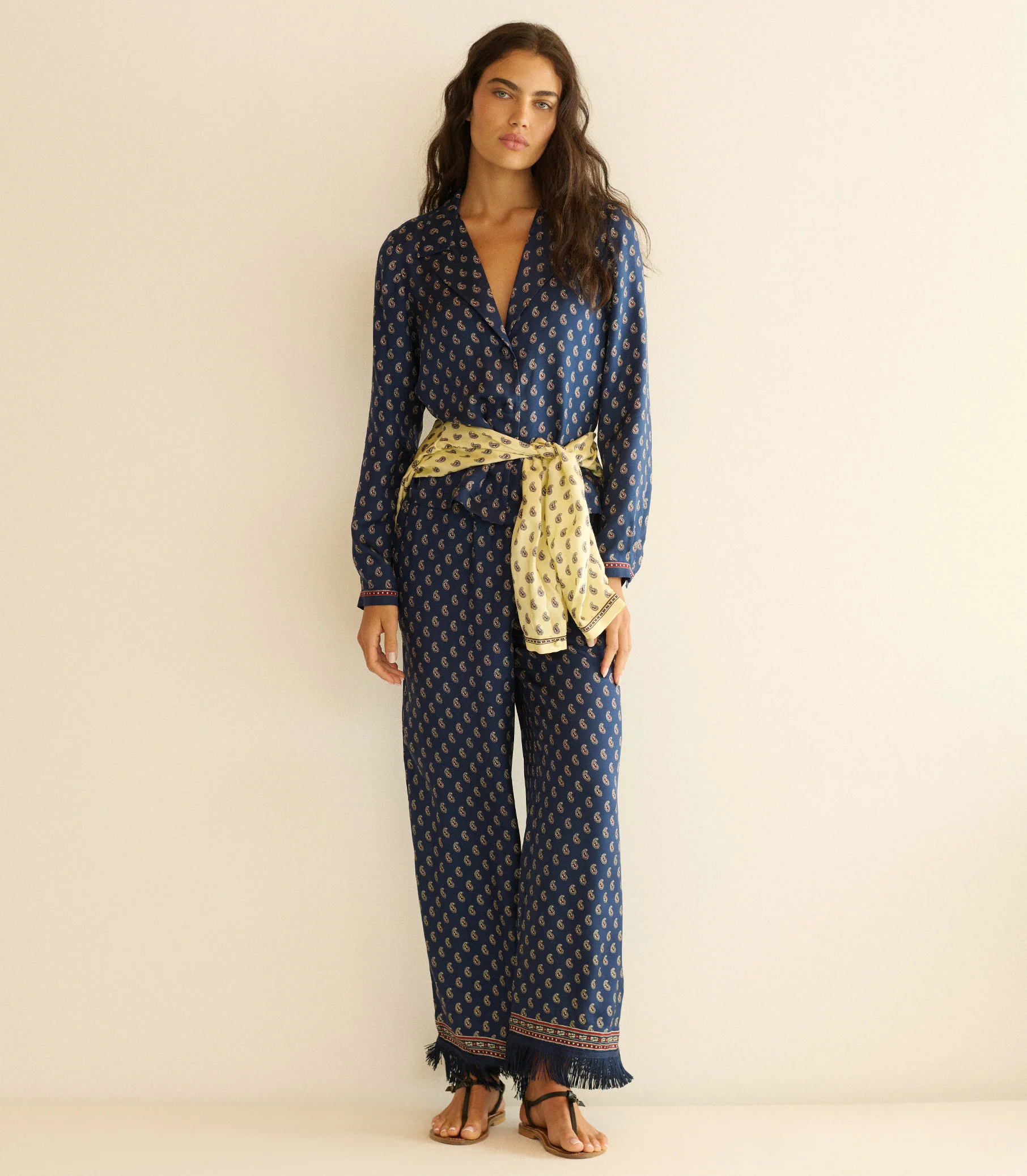 LAVON FRINGE PANT -- BLEU TAORMINA PAISLEY - Image 4