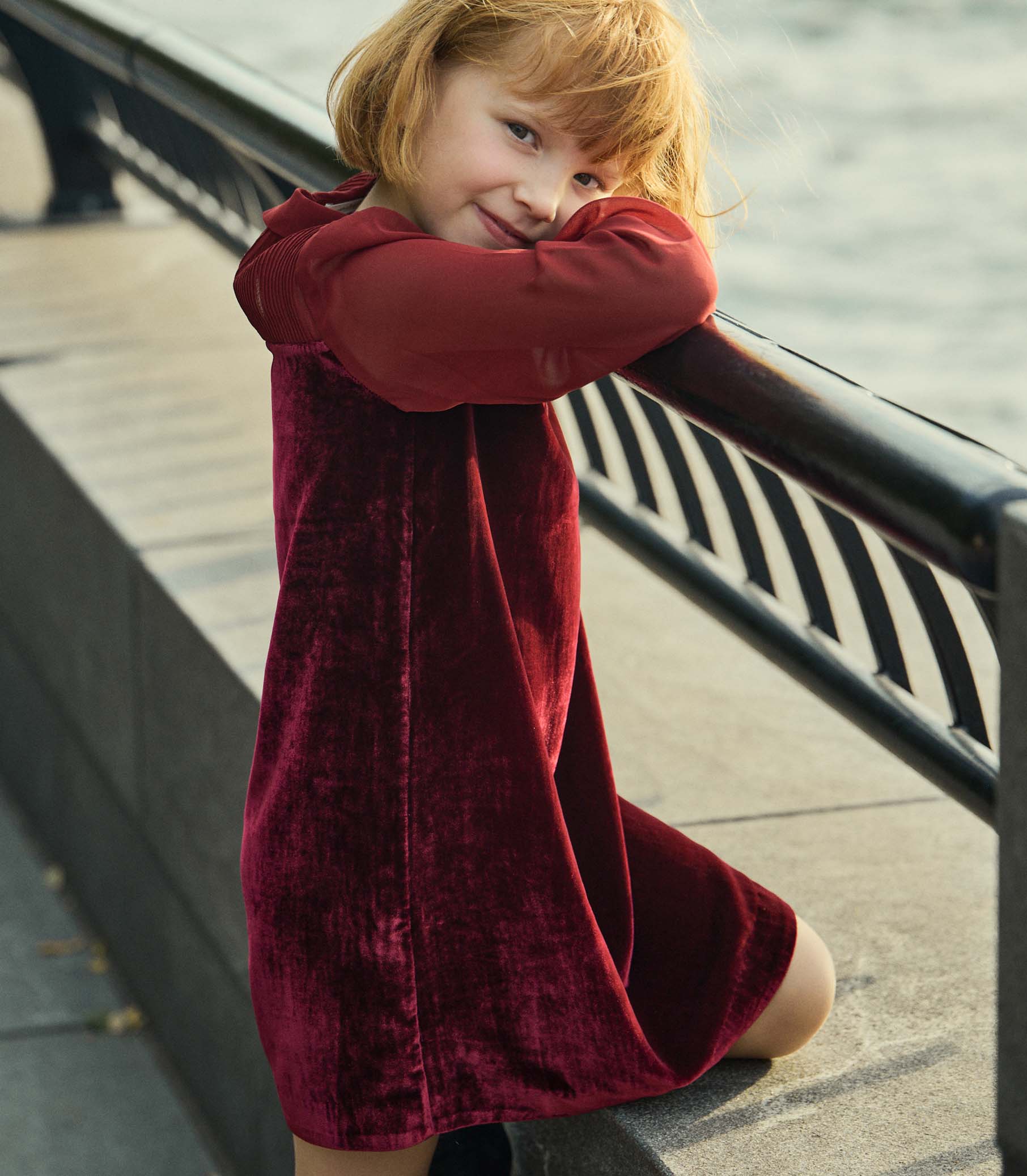 LITTLE MADELYNNE DRESS -- VINO ROSSO - Image 5
