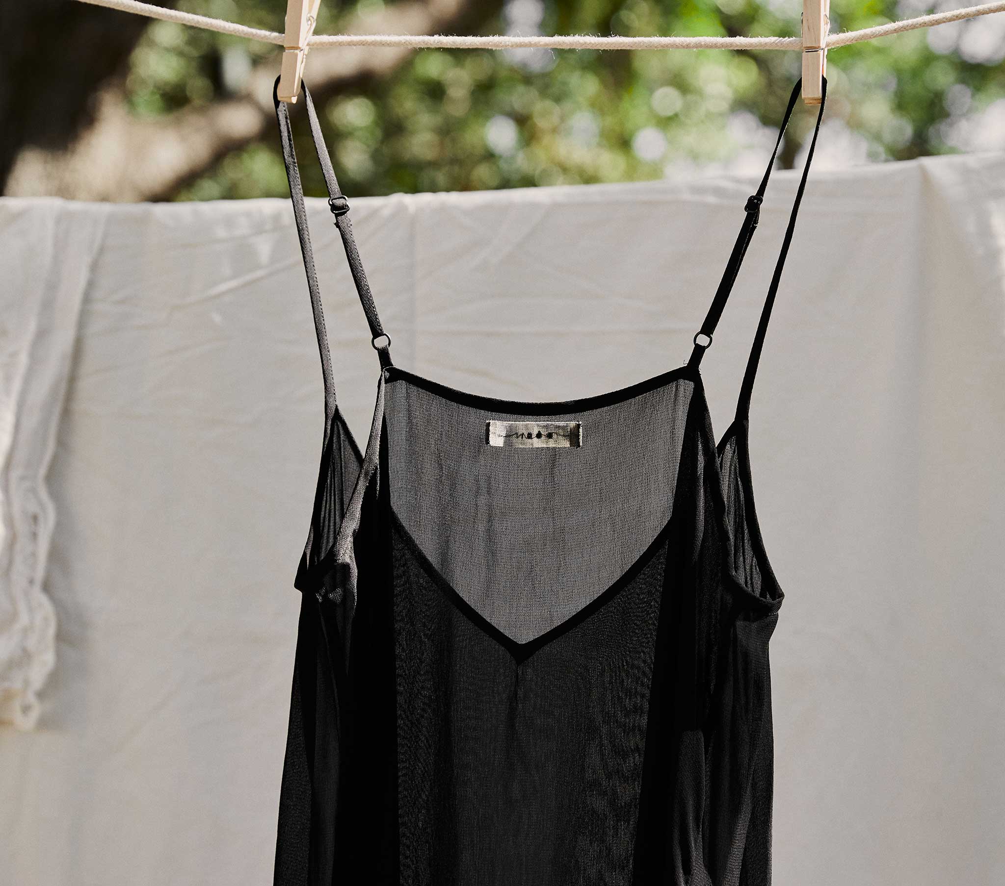 LONG DEEP V-NECK SLIP -- BLACK - Image 4
