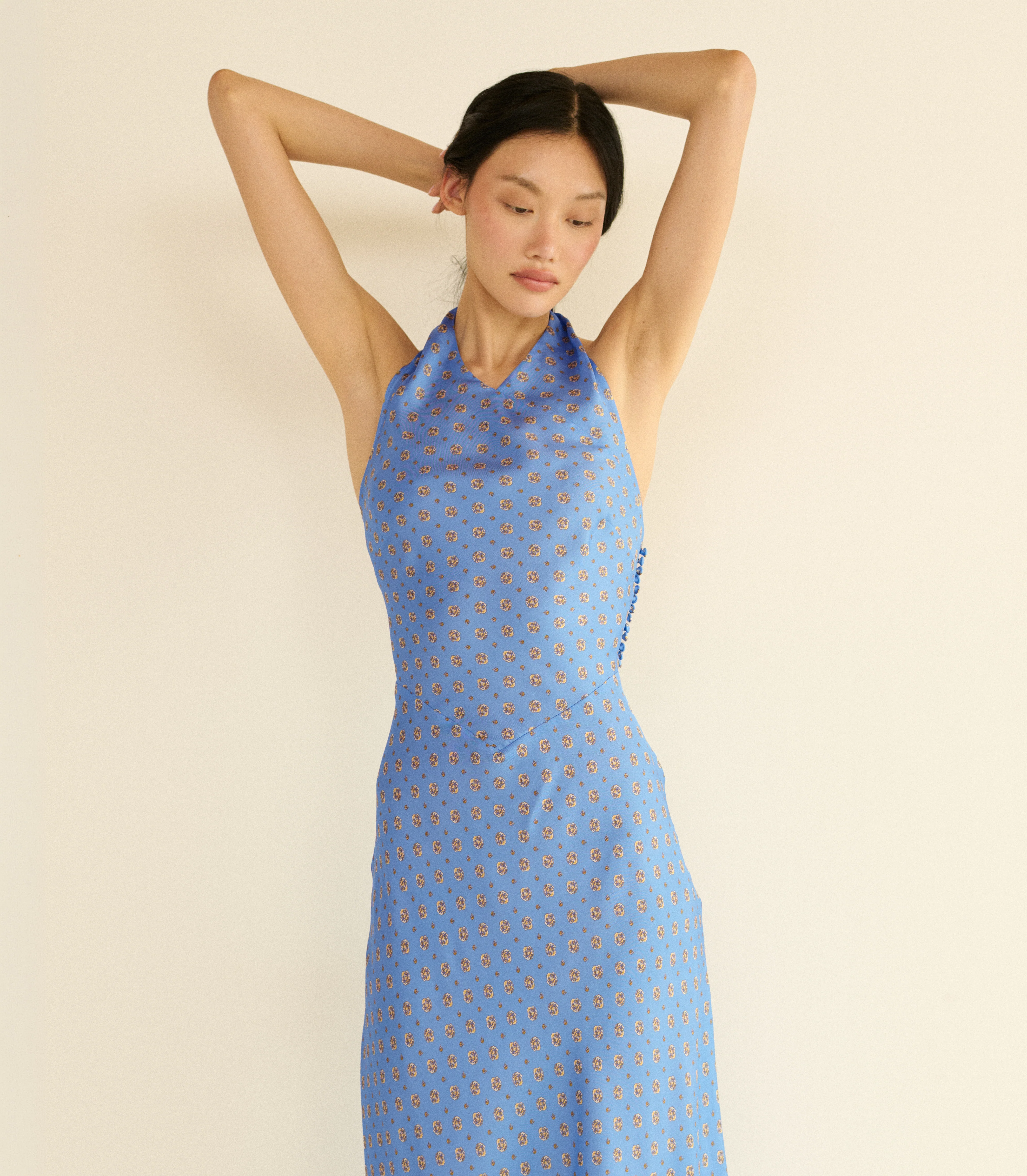 NOEMIE DRESS -- PERIWINKLE CADIZ FOULARD - Image 3