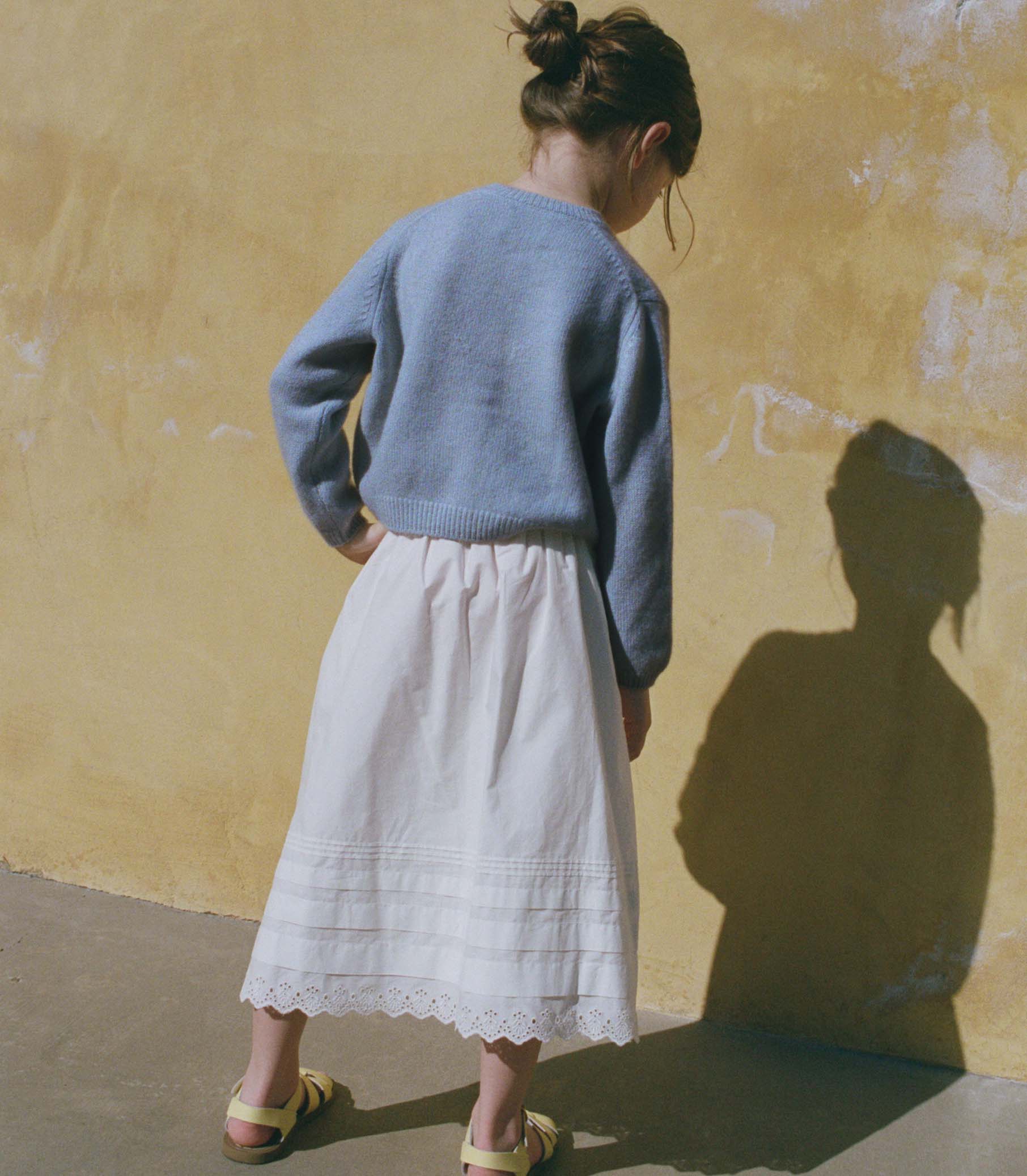 PETIT GARDENIA CASHMERE CARDIGAN -- CLEAR SKY - Image 5