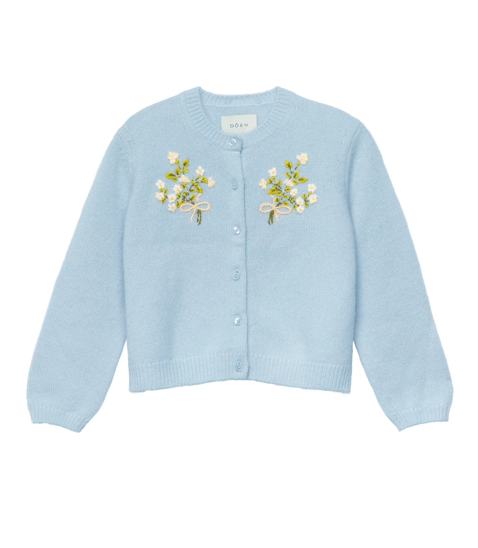PETIT GARDENIA CASHMERE CARDIGAN -- CLEAR SKY - Image 6