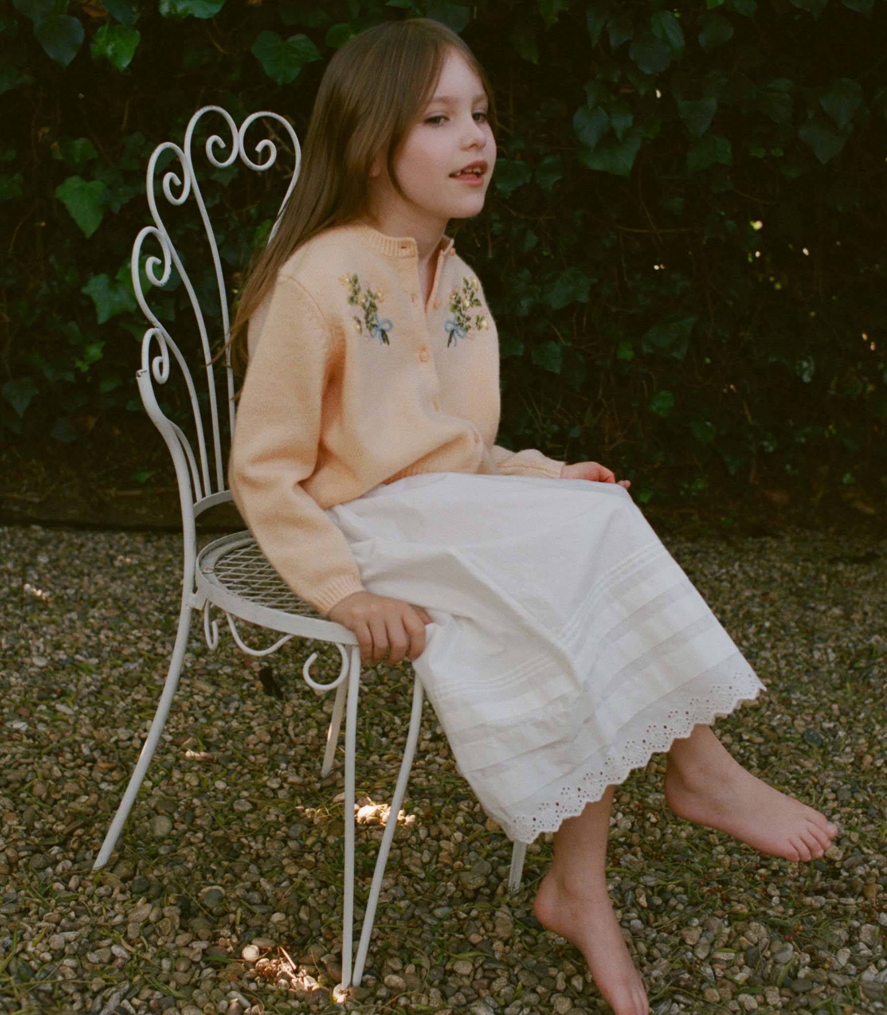 PETIT GARDENIA CASHMERE CARDIGAN -- LIGHT PEACH SORBET - Image 3