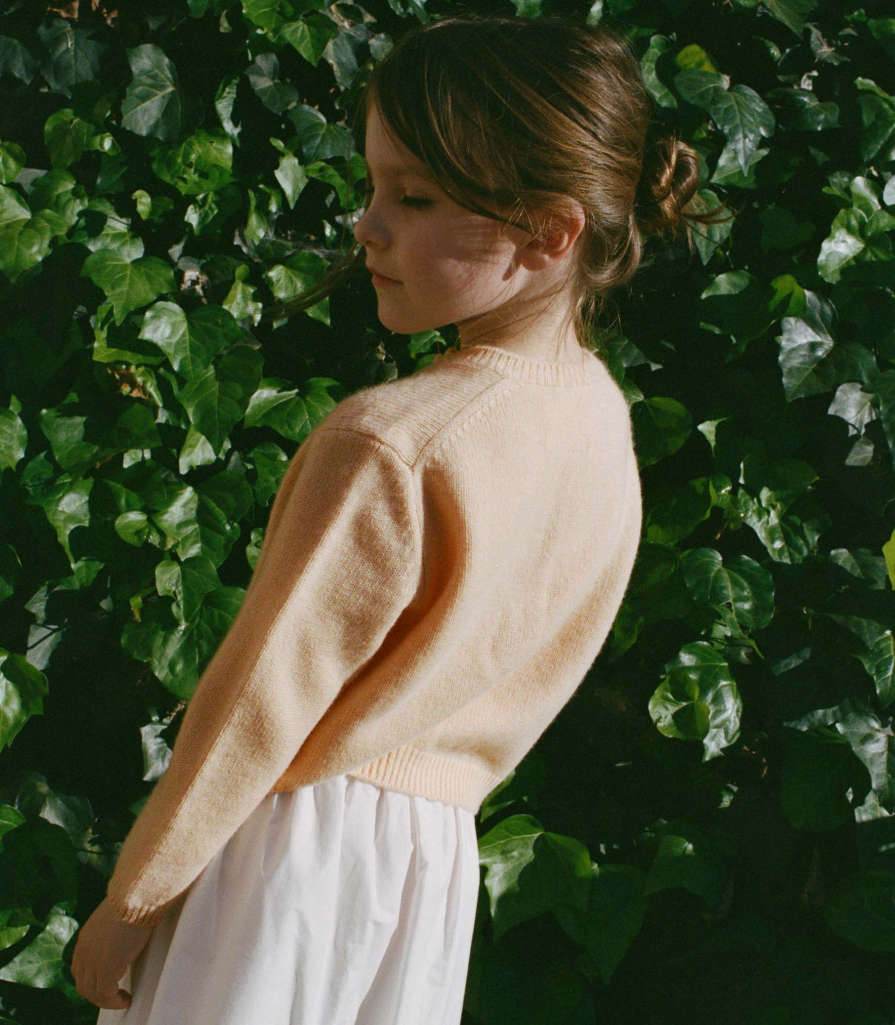 PETIT GARDENIA CASHMERE CARDIGAN -- LIGHT PEACH SORBET - Image 4