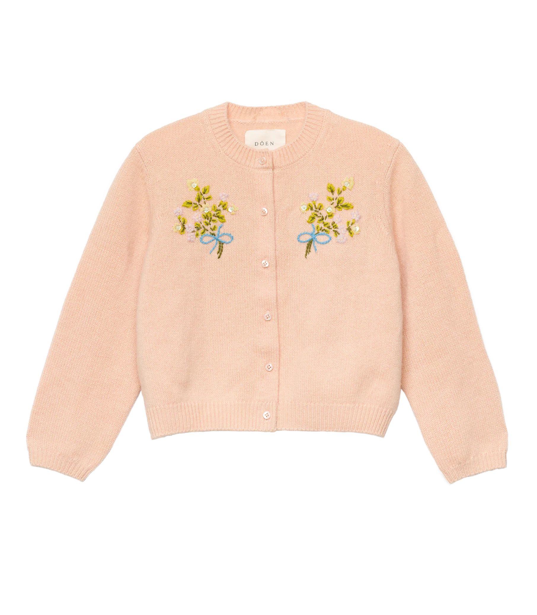 PETIT GARDENIA CASHMERE CARDIGAN -- LIGHT PEACH SORBET - Image 5