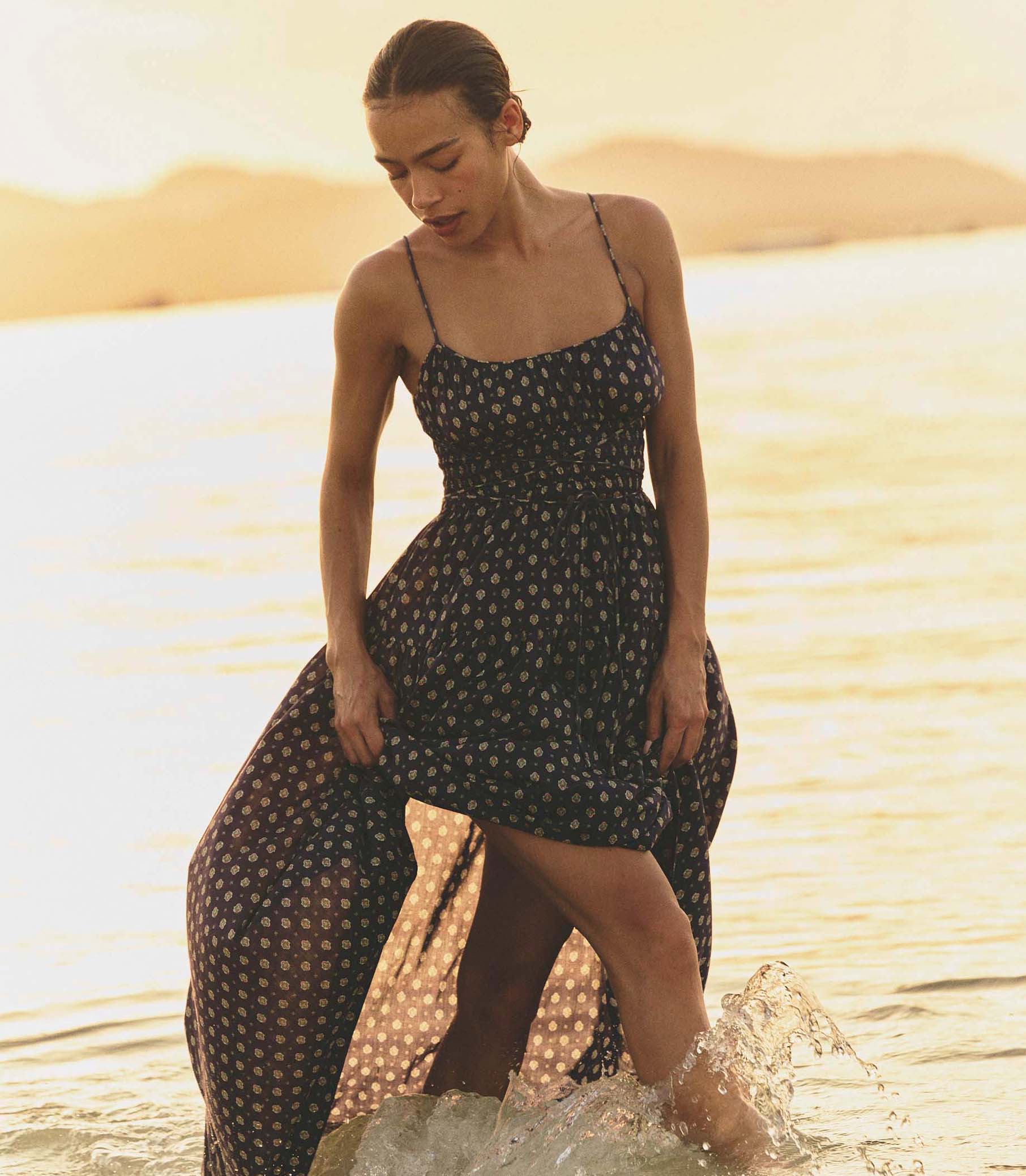 SAFIA DRESS -- NAVY CADIZ FOULARD - Image 3