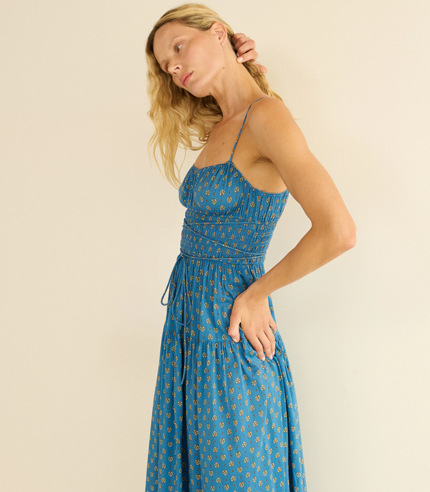 SAFIA DRESS -- SANTORINI BLUE CADIZ FOULARD - Image 3