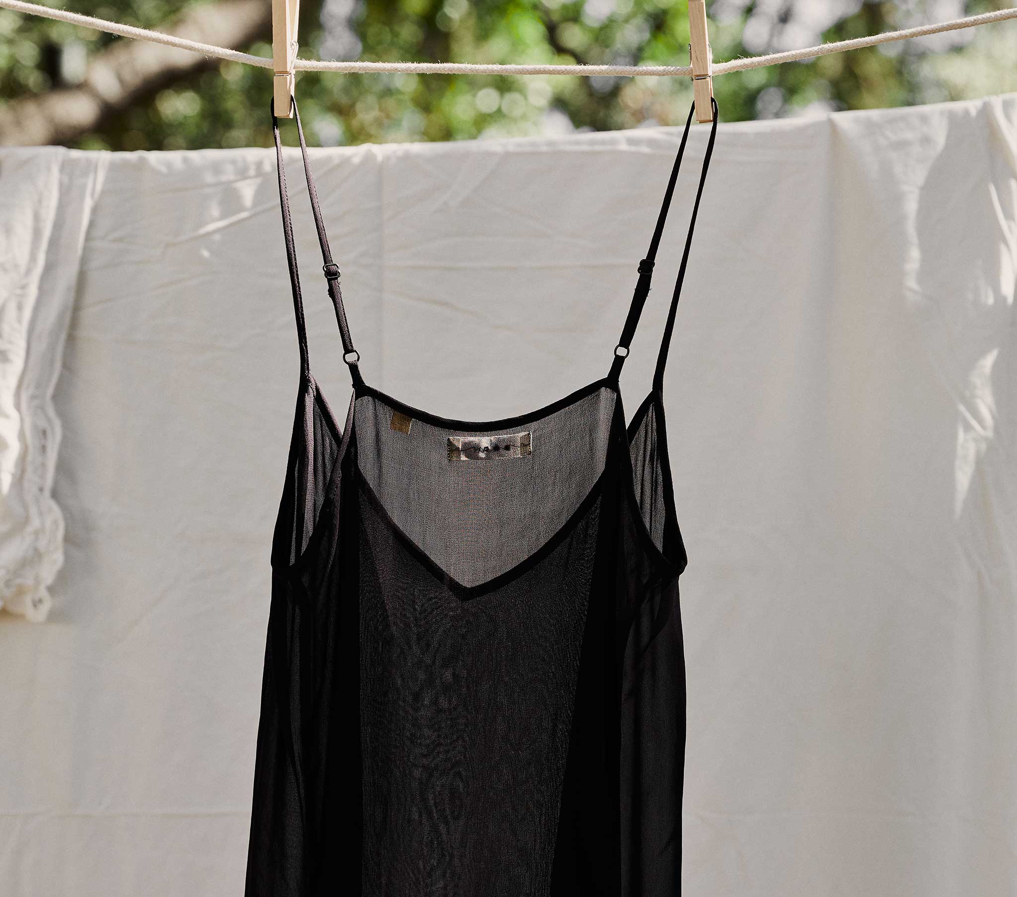 SHORT DEEP V-NECK SLIP -- BLACK - Image 3