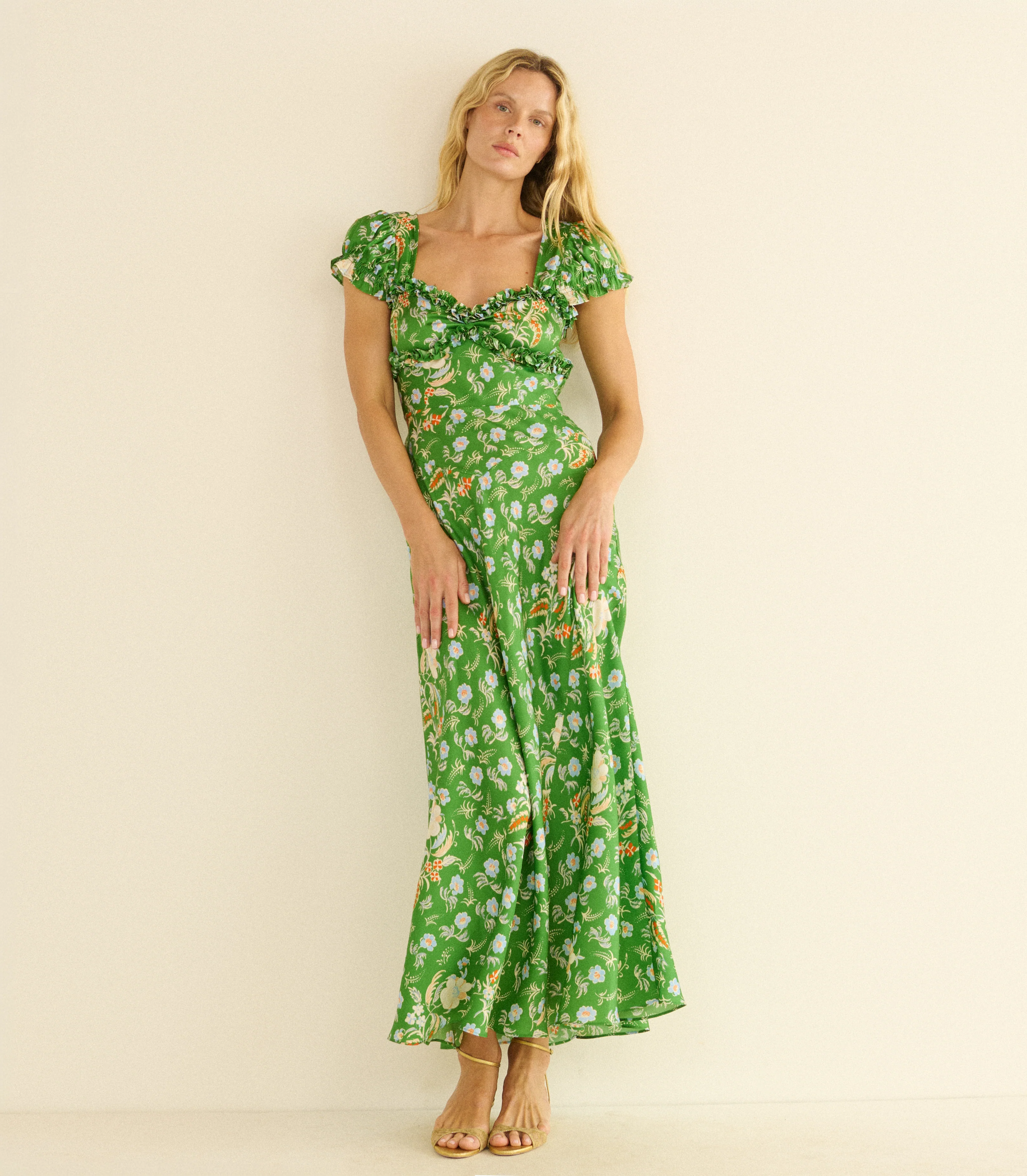 VALERINE DRESS -- EMERALD HOLLYHOCK HILLS - Image 4