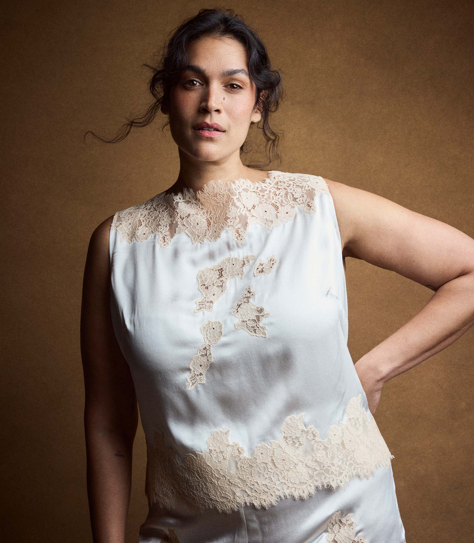 VIVIANE TOP -- SALT AND PEACH LACE - Image 6